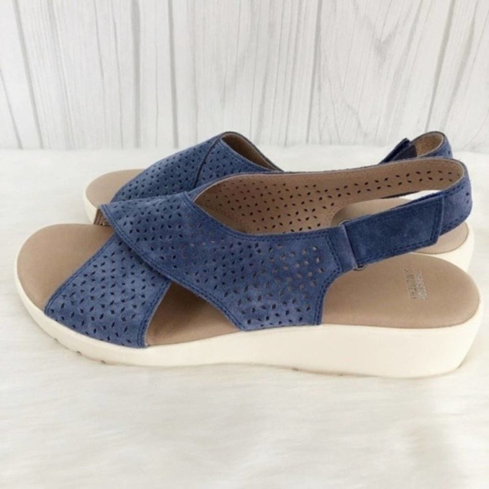 JOHNSTON & MURPHY Blue Suede Sling Back Sandals - Picture 6 of 8